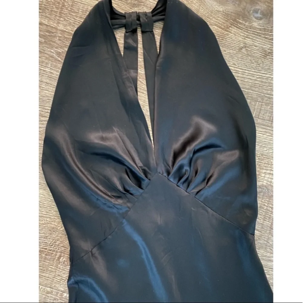 Vintage 90’s 100% Silk Dress Black Slip Dress Backless Maxi Dress - Picture 7 of 14